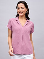 Pink Cuban Collar Top Pink Cuban Collar Top