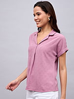 Pink Cuban Collar Top Pink Cuban Collar Top