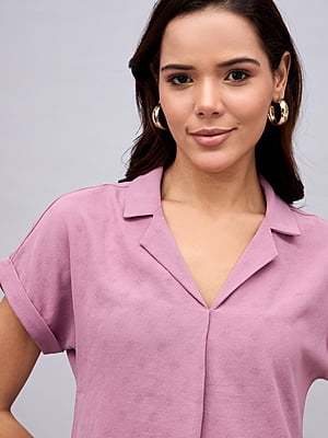 Pink Cuban Collar Top