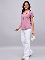 Pink Cuban Collar Top Pink Cuban Collar Top